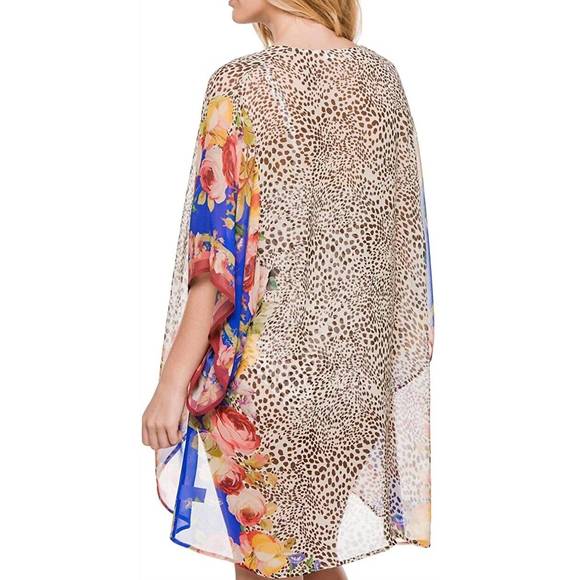 NEW JOHNNY WAS oksana short kimono cover up in multi - Picture 2 of 2